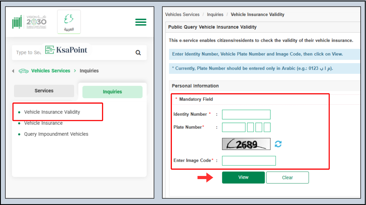 Check Car Insurance Validity via Absher Platform Using Number Plate
