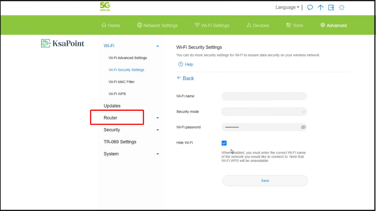Change Zain Router Login Password Step 2