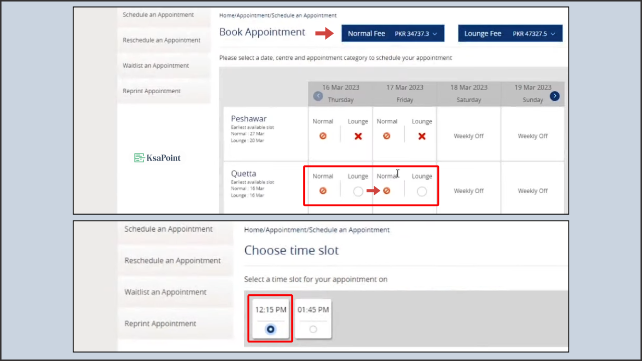 Tasheer Appointment - Choose Appointment Date, Time, and Location