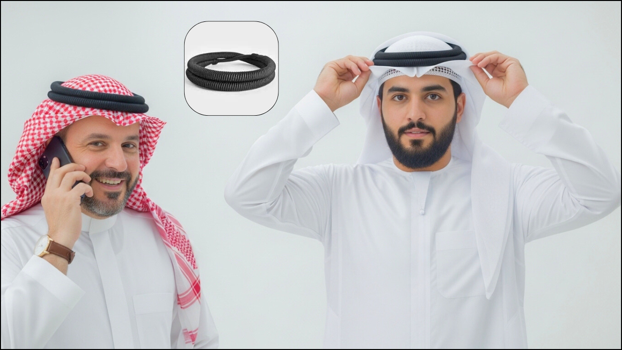 Traditional Saudi Al-Egal black head ring worn over Shemagh by men of Saudi Arabia
