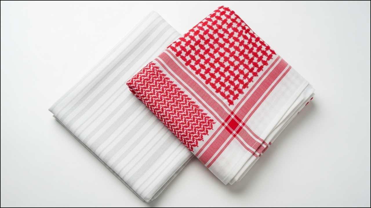 Pure white Ghutra made of lightweight cotton showing fabric texture and simplicity
