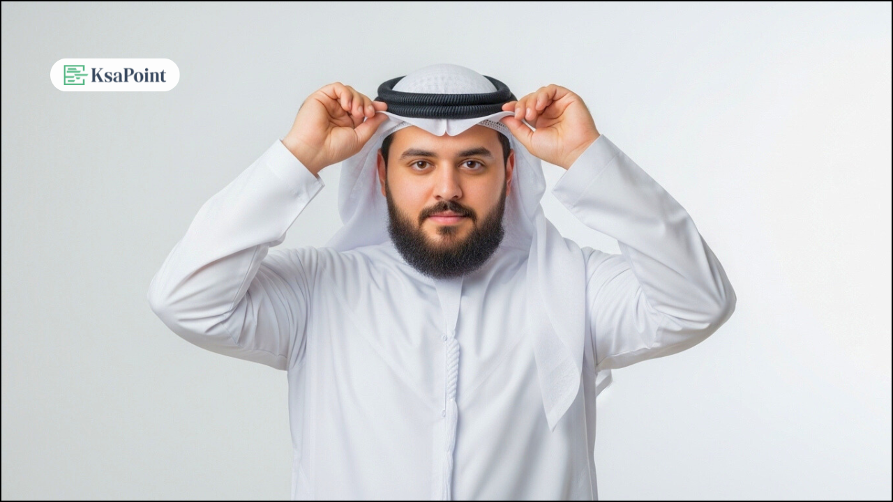 Saudi businessmen wearing Al-Egal with traditional dress in professional environment