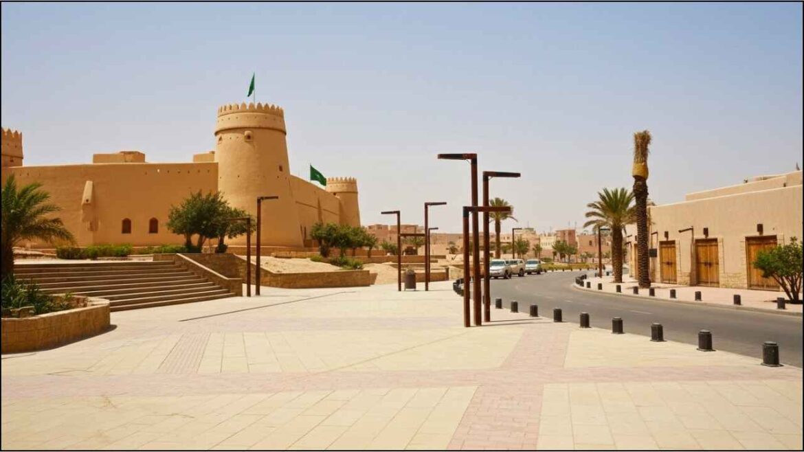 Al-Thumairi Street Riyadh showing traditional markets and shops with visitors