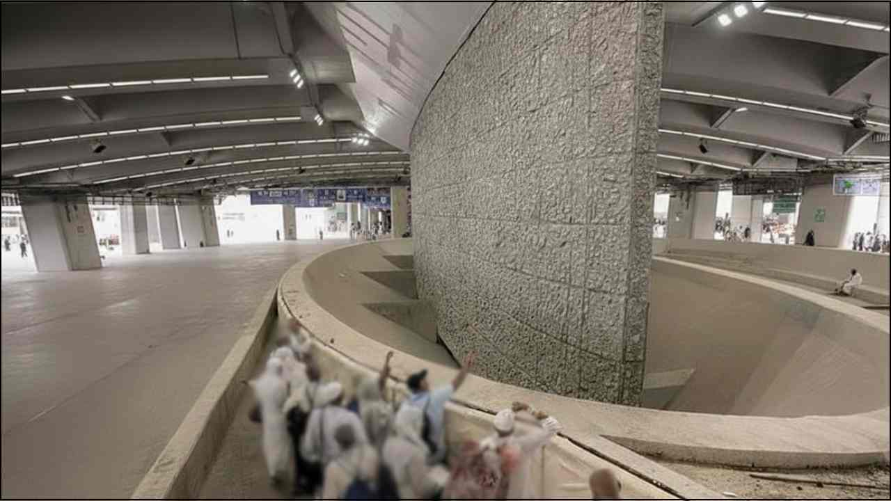 Jamarat pillars in Mina where pilgrims throw stones during Hajj.