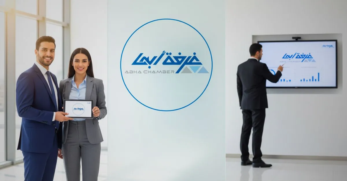 Abha chamber of commerce building with business professionals