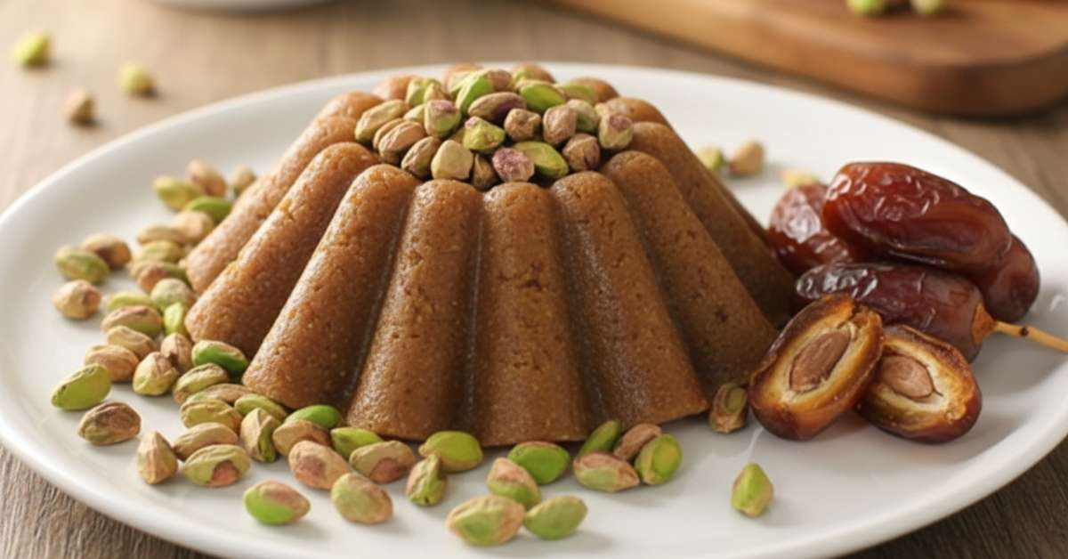 Close-up of Al-Hesah Saudi Arabian dish with dates, ghee, and flour mixed by hand