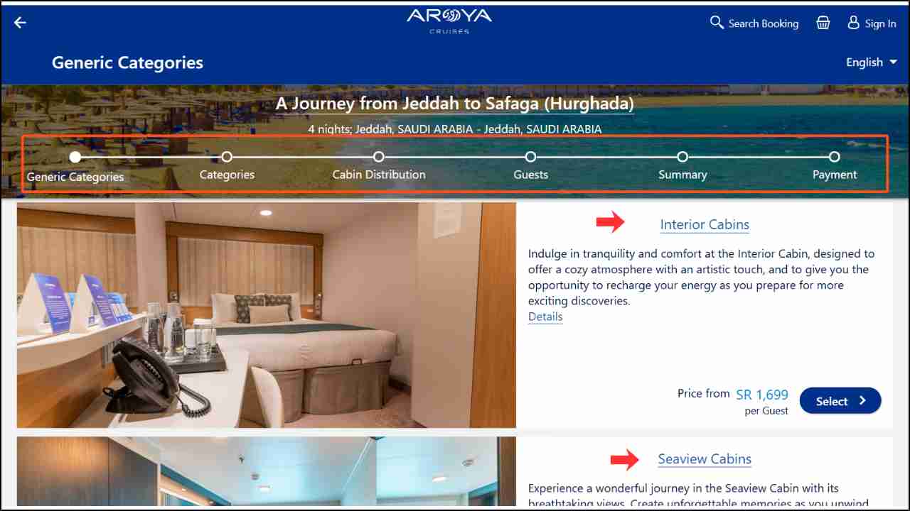 Aroya Cruise Booking: Many Option Available