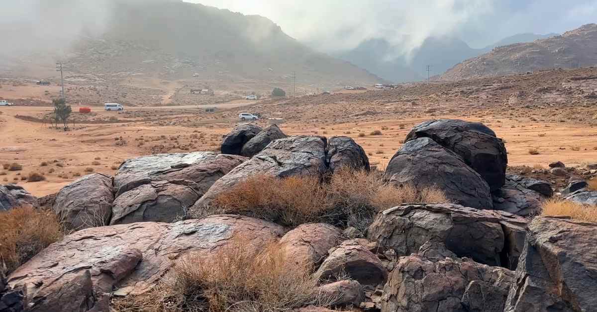 Snow fall on Jabal al-Lawz Tabuk Desert