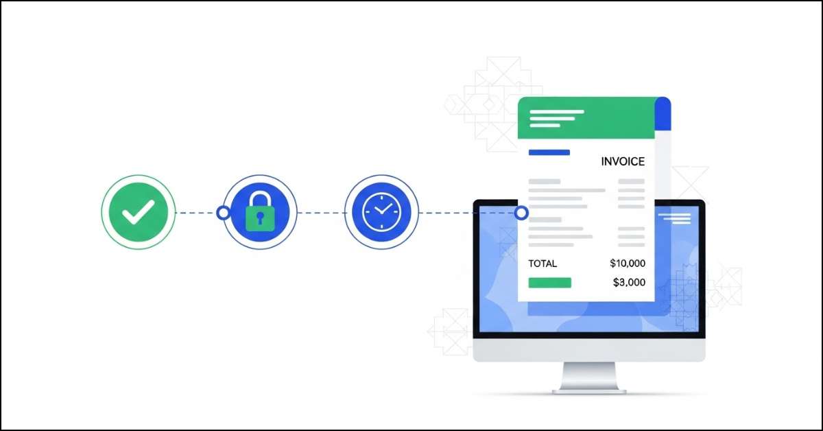 Digital invoicing representation showing ZATCA E-Invoicing benefits and business transformation for Saudi Arabia