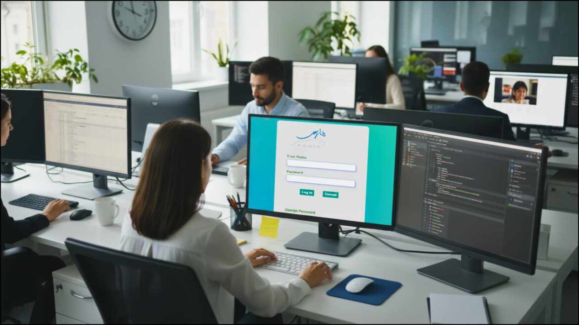 FARIS System interface showing electronic transaction features for Saudi Ministry of Education staff