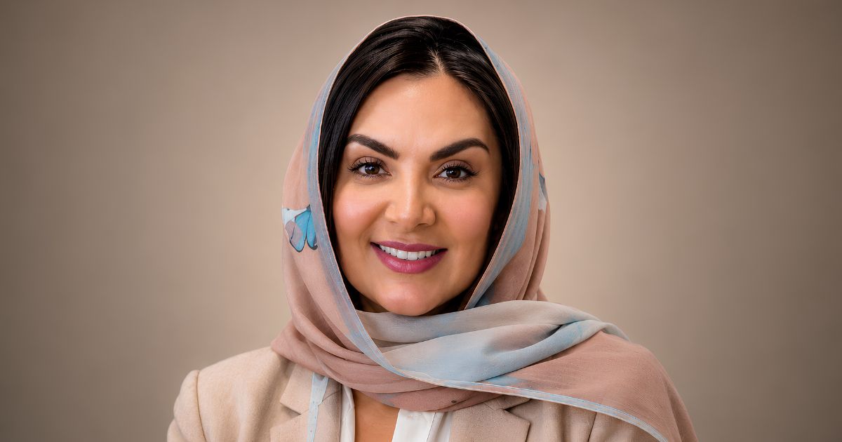 Portrait of Saudi executive Ghada Al-Rumayyan of ROSHN Group