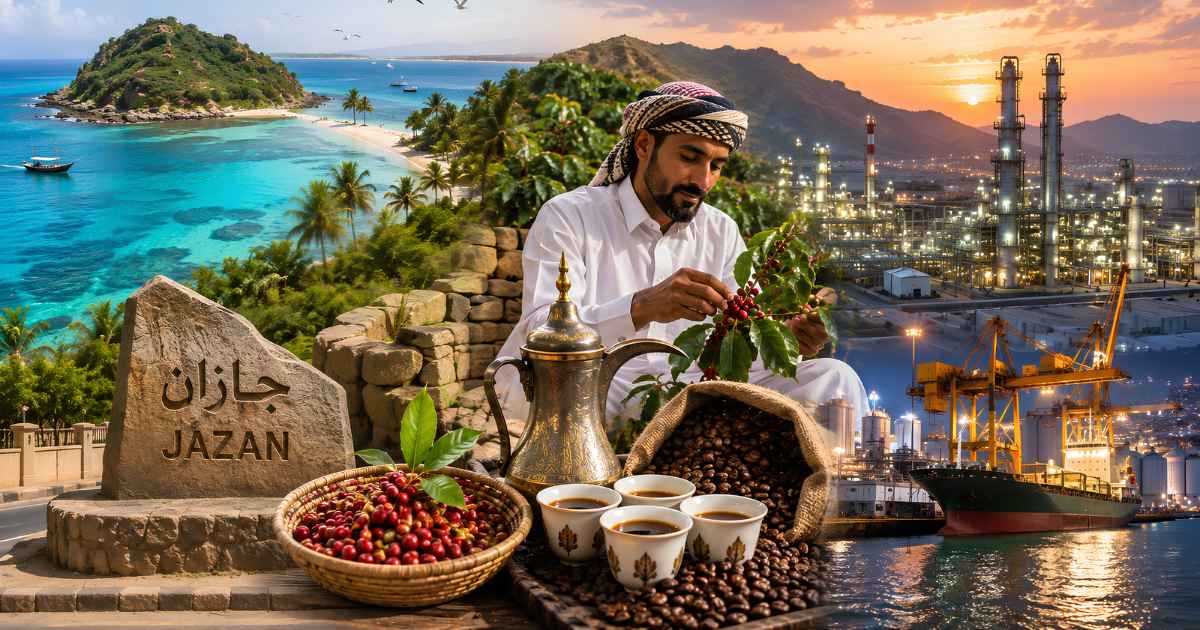 Coastline and mountain highlands of Jazan Province in southwest Saudi Arabia