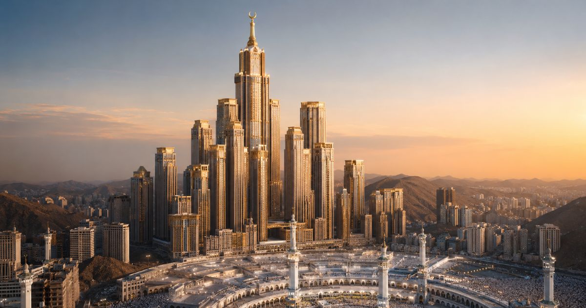 Aerial view of the King Salman Gate Project beside the Grand Mosque in Makkah