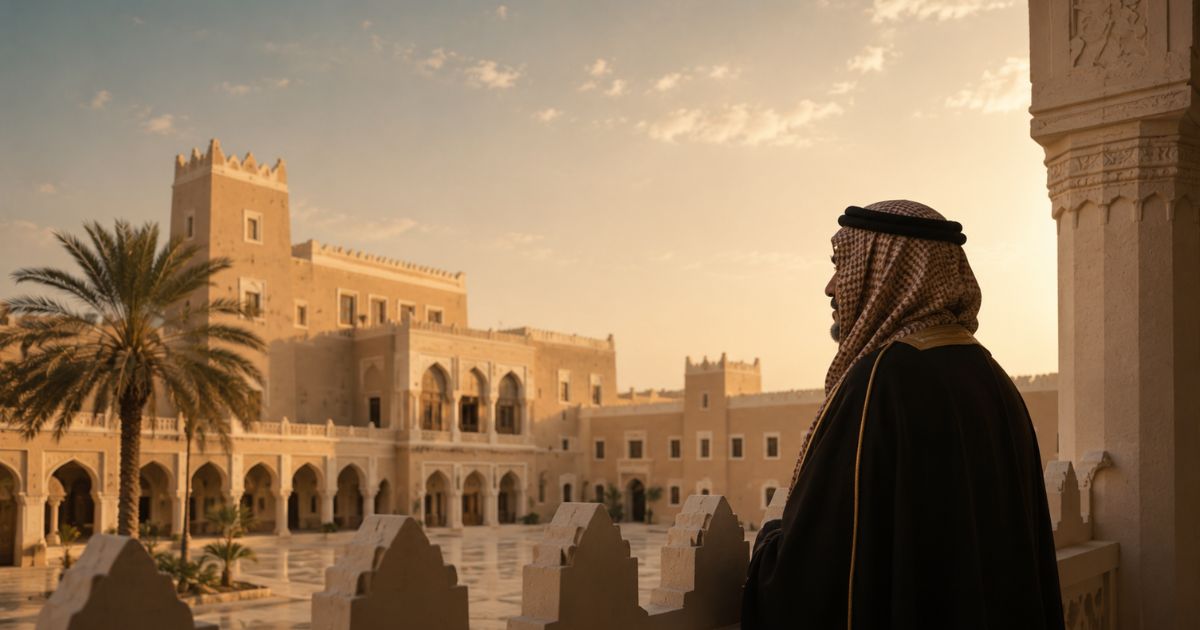 Mud brick facade of Murabba Palace, one of the palaces of King Abdulaziz