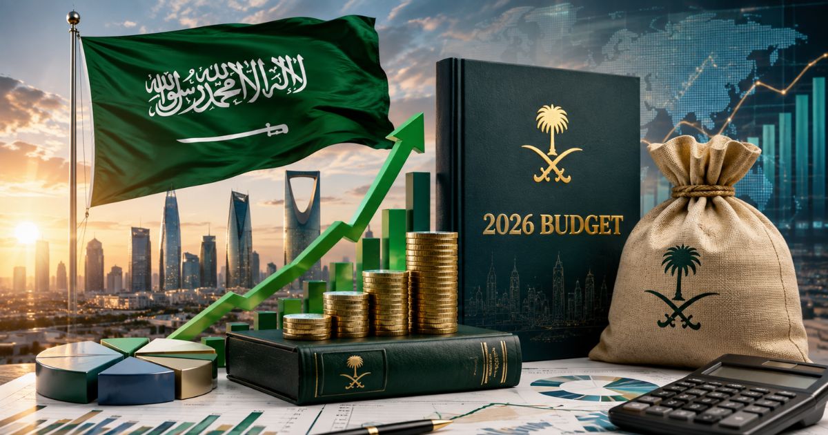 Chart illustrating Saudi Arabia 2026 budget revenues, spending, and deficit